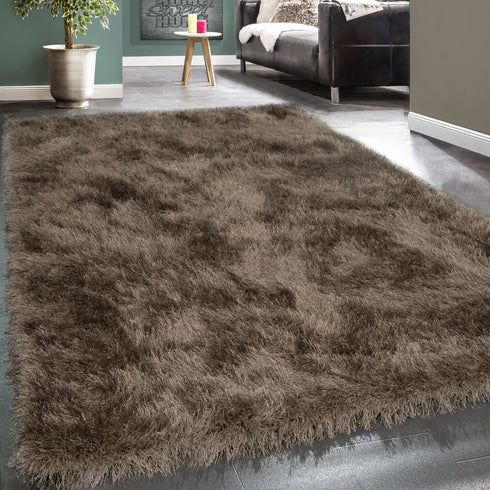 Hochflor Teppich | Flauschiger Hochflor für Wohnzimmer und Schlafzimmer | Beige